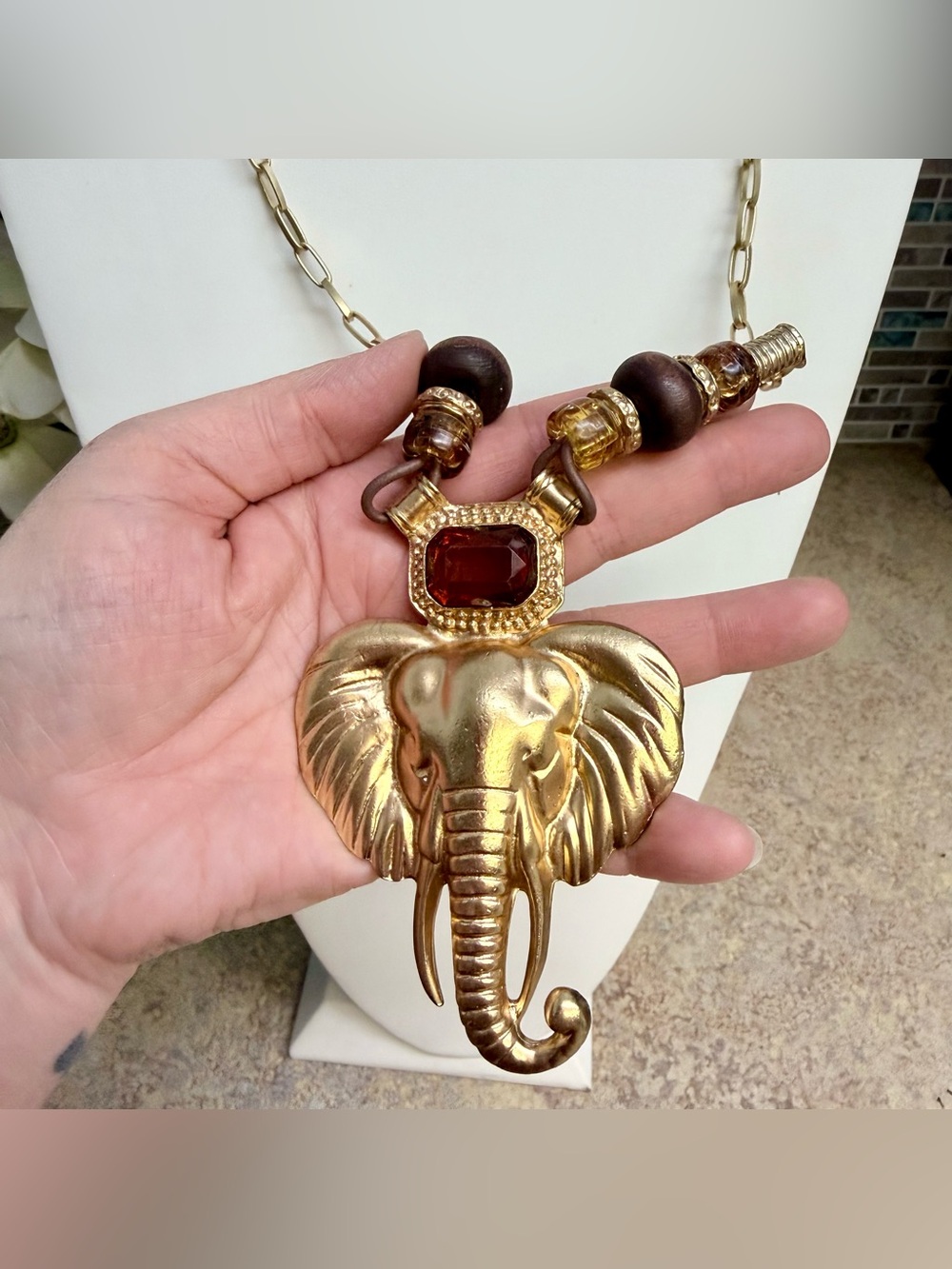 Vintage Elephant Statement Necklace
